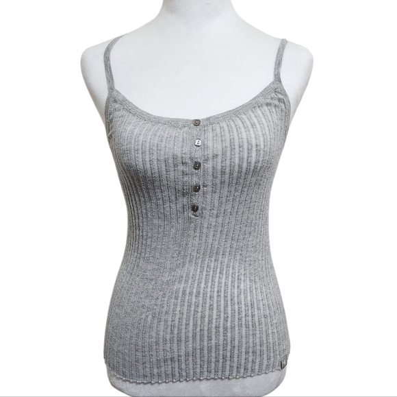 Moda International Tops - Vtg Y2K Moda International Victoria's Secret Gray Ribbed Babydoll Camisole Tank
